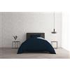 Italian Bed Linen Set Copripiumino 100% Cotone Natural Color, Made in Italy - Parure Copri Piumino - Sacco Piumone 200x200 cm con Doppia Patella e Federa Cuscino, Piazza e Mezza, Blu Scuro/Azzurro