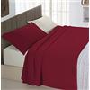 Italian Bed Linen Completo Letto 100% Cotone Natural Color, Bordeaux/Panna, Una Piazza e Mezza