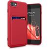 kwmobile Custodia Compatibile con Apple iPhone SE (2022) / iPhone SE (2020) / iPhone 8 / iPhone 7 Cover - Back Case Cellulare con Slot Porta Carte - Morbida in Silicone TPU rosso