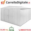 notek Box in Acciaio Zincato Casetta da Giardino in Lamiera 3.60 x 3.45 m x h2.12 m - 150 KG - 12,42 metri quadri - BIANCO