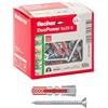 Fischer 100x Tasselli con Vite DuoPower 5 x 25 mm, per Muro pieno, Mattone Forato, Cartongesso, 537645