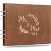Creawoo 28,5 cm Mr&Mrs Libro degli Ospiti in Legno Album Ricordo Ricordo per Anniversario di Matrimonio Compleanno con 80 Pagine Cartoncini Neri Vuoti - Disponibile Almeno 160 Immagini