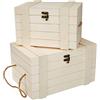 Rayher 62651000 Set contenitori in legno FSC, cassapanche, set bauli, con coperchio, vintage, fai da te, 2 pz.