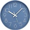 ACCSHINE Orologio da Parete Moderno, Silenzioso Senza Ticchettio, Orologio Muro Grande 30cm Numeri Semplice Classico Orologio al Quarzo per Camera da Letto, Scuola, Ufficio, Soggiorno, Cucina Blu