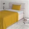 Italian Bed Linen Completo Letto 100% Cotone Natural Color, Singolo, Senape/Grigio Chiaro