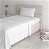 Italian Bed Linen Completo Letto 100% Cotone Natural Color, Singolo, Bianco/Bianco