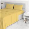 Italian Bed Linen CL-ST-giallo-2P Completo Letto con Lenzuolo Sopra, Sotto e Federe in Tinta Unita Rigato, Raso di Poliestere, Giallo, Matrimoniale, 300x250x1 cm