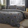 Fusion - Set copripiumino per letto matrimoniale, motivo: mucca delle Highland, facile da pulire, colore: grigio