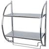 WENKO Exclusiv scaffale a parete - 2 ripiani, 2 aste porta asciugamani mobili, Acciaio, 45.5 x 54.5 x 26 cm, Cromo