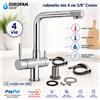Rubinetto per cucina, rubinetto per osmosi inversa o miscelatore per acqua depurata, Drop 3 vie 3/8 cromato