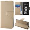 N NEWTOP Cover Compatibile per Huawei P10, HQ Lateral Custodia Libro Flip Magnetica Portafoglio Simil Pelle Stand (per P10, Oro)
