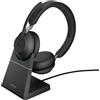 Jabra Evolve2 65 USB-C MS cuffie stereo con stazione di carica per Microsoft Teams, colore nero