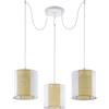 Eglo lampada a sospensione Arnhem, 3 luci, stile vintage, boho, hygge, in | acciaio, carta e erba marina bianca e naturale, per tavolo da pranzo o soggiorno, attacco E27, Ø 96 cm