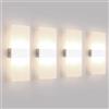 Klighten 4PCS Lampada da Parete Interno 12W Bianco neutro 4000K, Moderno Applique da Parete in Acrilico Perfetto per Camera da Letto, Soggiorno, Bagno, Corridoio, Scale, 780 Lumen