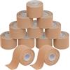 BB Sport 12 Rotoli Nastro Kinesiologico 5 m x 5,0 cm Diversi Colori E-Book Esempi Applicazione Tape Kinesiologico Muscolare Cerotto, Colore:colore della pelle