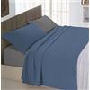 Italian Bed Linen Completo Letto Matrimoniale, Blu Chiaro/Grigio, 250 x 300