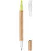 Penna ecologica con inchiostro blu ed evidenziatore giallo personalizzate o neutre