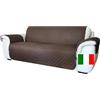 Moonange Copridivano 4 Posti con Braccioli Seduta 200 cm Impermeabile Reversibile Antiscivolo Antimacchia Antigraffio Antipelo Moderno Marrone