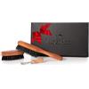 ZilberHaar - Kit Spazzole da Barba Uomo - 1 Spazzola da Barba + 1 Spazzola Tascabile + 1 Attrezzo Pulizia Spazzole - Setole Cinghiale Morbide, Legno di Pero - Barba Corta/Media - Per Olio e Balsamo
