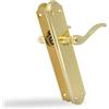Amig - Set maniglia con placca - 248 x 44 mm - In zama - Finitura oro - Include viti passanti antifurto e accessori di fissaggio - Per porte interne
