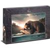 Ulmer Puzzleschmiede - Puzzle riposo - Puzzle da 1000 pezzi - L'orsetto addormentato su un tronco d'albero in un lago nella natura del Canada - Un puzzle di animali malerici