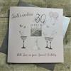 WHITE COTTON CARDS SS42-SIL30 - Biglietto di auguri per 30° compleanno, motivo: calici da champagne, rose rosa