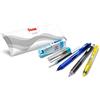 Pentel - Set di 6 pezzi di penne gel retrattile blu, 1 ricarica blu, 1 evidenziatore retrattile giallo, 1 portamine, 1 astuccio da 12 mine HB, 1 duo gomma correttore