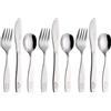 EXZACT Posate per bambini 9 pezzi in acciaio inox/posate bimbi - 3 x forchetta, 3 x coltelli, 3 x Cucchiai Cena (Cane Gatto Coniglio x 9)