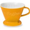 Creano Filtro per Caffè in Porcellana Misura 4 e 6 Compatibile con Sacchetti Filtranti 1x4 Caffettiera Accessorio Caffè Regalo Perfetto - Colore Giallo Zafferano