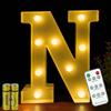 HONPHIER® Lettere lampada a forma di lettera con telecomando, lampada a LED, illuminazione lettera, luce notturna, decorazione per compleanno, festa, matrimonio (N)