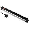 Electraline 35437 Alu-Line-Blocco multipresa Prese con Corpo in Alluminio, Cavi 3G1,5mm, 2M, Nero, 10 Prises