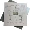WHITE COTTON CARDS SS42-SIL65 - Biglietto di auguri per il 65° compleanno, con calici da champagne, rose rosa, SS42-SIL65