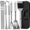 Praknu Set di Utensili per Barbecue in Acciaio Inox - Con Valigetta - Resistenti alle Alte Temperature