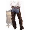 Lakota Saddlery Chaps Western in pelle scamosciata con frange