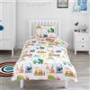 Bloomsbury Mill - Set Copripiumino Singolo Bambino e Bambina - Escavatrici, Camion e Gru - Lenzuola Letto Singolo Reversibile - Set di Biancheria da Letto per Bambini - 135x200cm e Federe