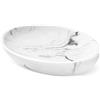 Shinowa Porta Sapone Ovale in Resina e Sabbia, Portasapone Scatola di Sapone per Sapone Spugne Toilette Doccia Cucina Portasapone Bagno Accessori Porta Saponetta - Bianco