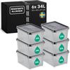 SmartStore Scatole portaoggetti in plastica per garage con coperchi, confezione da 6, trasparenti, IP44, impermeabili, imbattibili e impilabili, adatte al contatto alimentare, L 50 x L 40 x H 27 cm