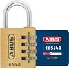 ABUS Lucchetto a Combinazione 165/40 in Ottone - Codice Numerico | Codice a 4 cifre personalizzabile, senza chiave - corpo in ottone, archetto in acciaio - livello sicurezza 4 - per valigie e