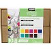 PEBEO Pébéo - Cofanetto Collezione Vitrea 160 - Set per Pittura su Vetro - Decorazione Vetro - 10 Flaconi da 45 ml - Colori Assortiti 1 + Tubetto Cerne Relief Nero 20 ml + Accessori + Guida Creativa