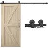 WOLFBIRD 5.5FT/167CM Binario per Porta Scorrevole Kit, Nero e Rustico Porta Scorrevole Kit Accessori per Porta Singola Scorrevole