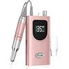 Kredioo Fresa per Unghie Professionale 35000RPM Ricaricabile, Fresa Unghie Portatile, Lima Elettrica, Manicure e Pedicure, Trapanino, Trapano Elettrico per Rimozione Gel e Smalto, Kit 6 Punte, Rosa