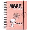 Grupo Erik: Bullet Journal Snoopy | Quaderno A5 ad anelli 180 pagine con copertina rigida, chiusura elastica, carta d'avorio di alta qualità e pagine puntinate, ideale per appunti o journaling