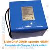 Batteria a Litio BICI MOTO 24V 30AH 30000mA Spunto 45A con Caricabatteria 4.0AH