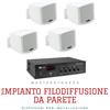 MASTERSTORE24 Kit diffusione sonora 4 diffusori MURO bianchi e amplificatore con sorgenti