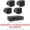 MASTERSTORE24 Sistema filodiffusione sonora 4 diffusori MURO neri e amplificatore con sorgenti
