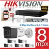 Bull KIT VIDEOSORVEGLIANZA HIKVISION 4K 8 MPX ULTRAHD 6 TELECAMERE VARIFOCAL DVR 8 CH