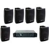 MASTERSTORE24 Kit sistema filodiffusione Amplificatore 6 ZONE con RADIO USB + 6 Diffusori MURO