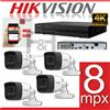 Bull KIT VIDEOSORVEGLIANZA HIKVISION 4K 8 MPX ULTRAHD 4 TELECAMERE DVR 8 CANALI APP
