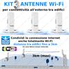 TECNOGM Kit 3 Antenne WiFi esterno alta potenza condivisione Internet fino a 3km