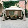 GAZEBO ALLUMINIO SAHARA RETTANGOLARE MT3X4 TELO ECRÙ LATERALI ZANZARIERA 300X400